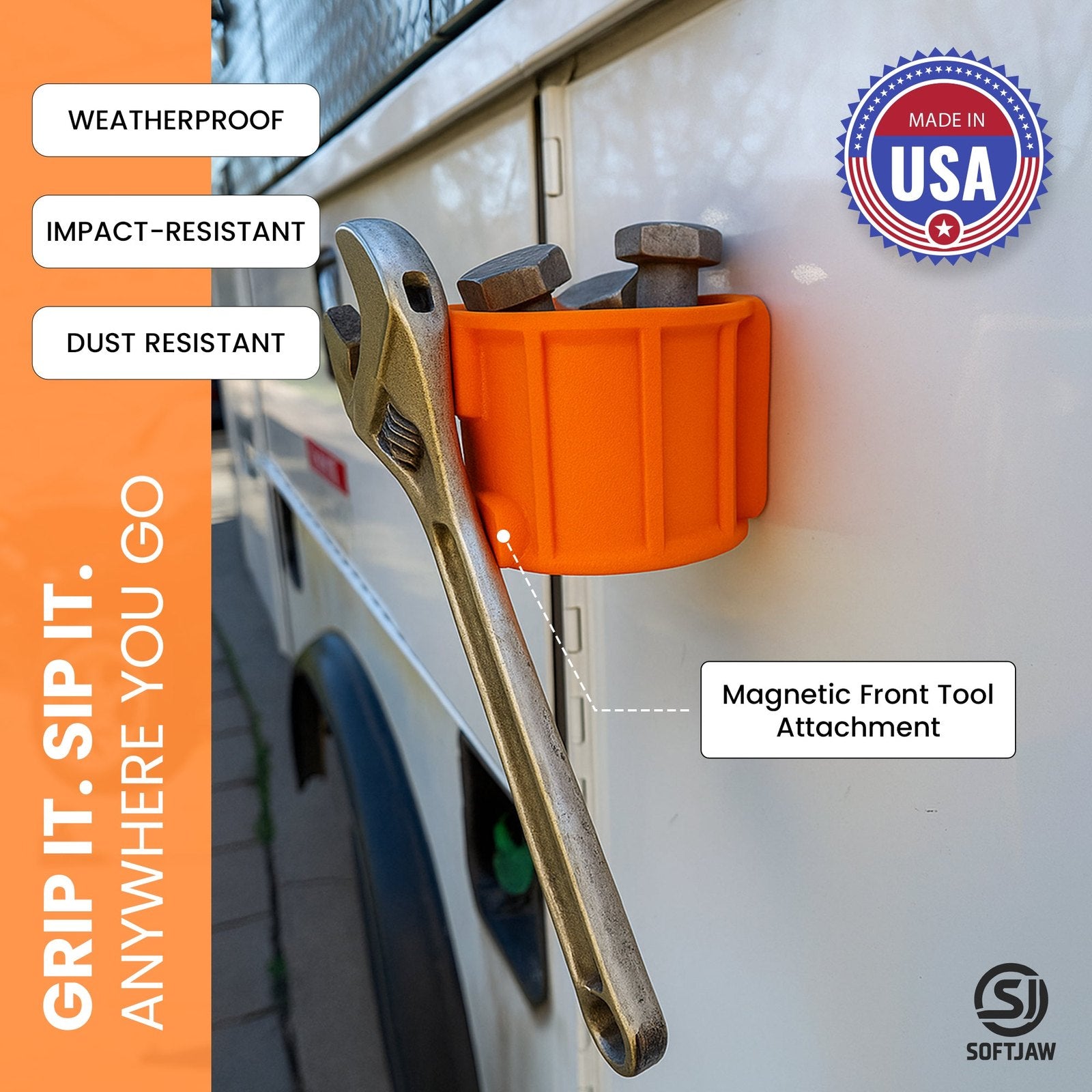 SoftJaw Ultimate Tool Holder & Cup Holder with Magnetic Front Tool Attachment Holder