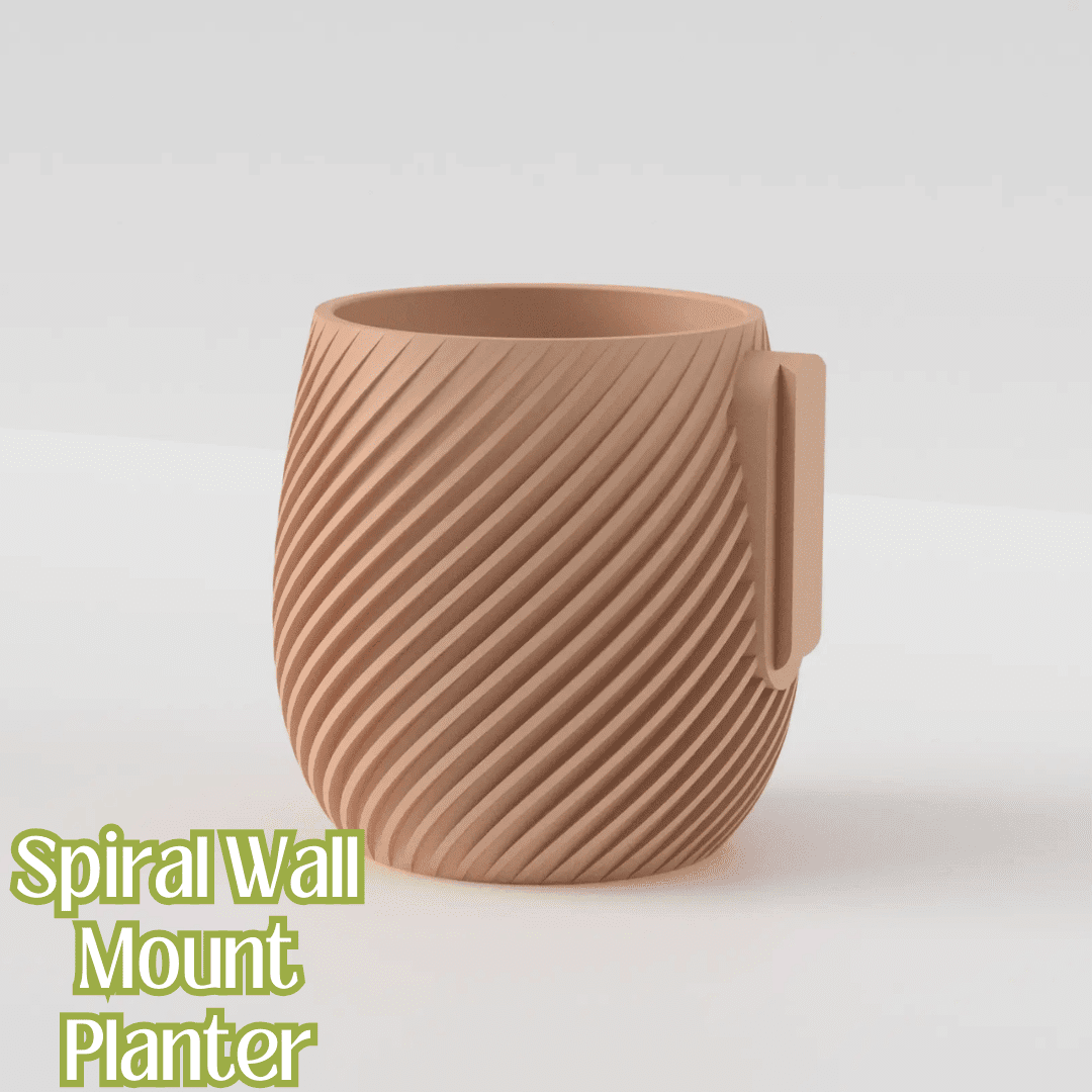 Spiral Design Wall or Tabletop Planter | 5.5" Diameter Premium Planter Pot | Wall Mount or Tabletop | Made in USA