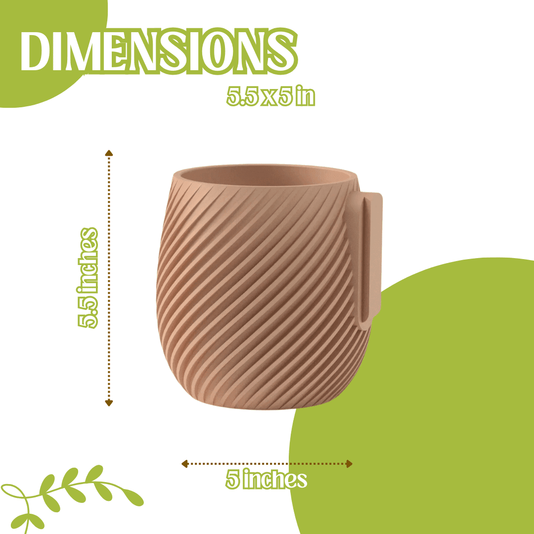 Spiral Design Wall or Tabletop Planter | 5.5" Diameter Premium Planter Pot | Wall Mount or Tabletop | Made in USA