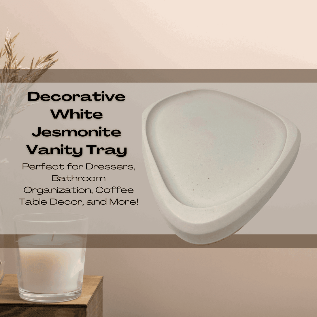 Jesmonite Vanity Tray Decor - Abstract Home Decor Tray - Stylishly Organize Coffee Table, Bathroom, Kitchen, Dresser - Holds Keys, Wallet, Bathroom Accessories, Makeup & More!