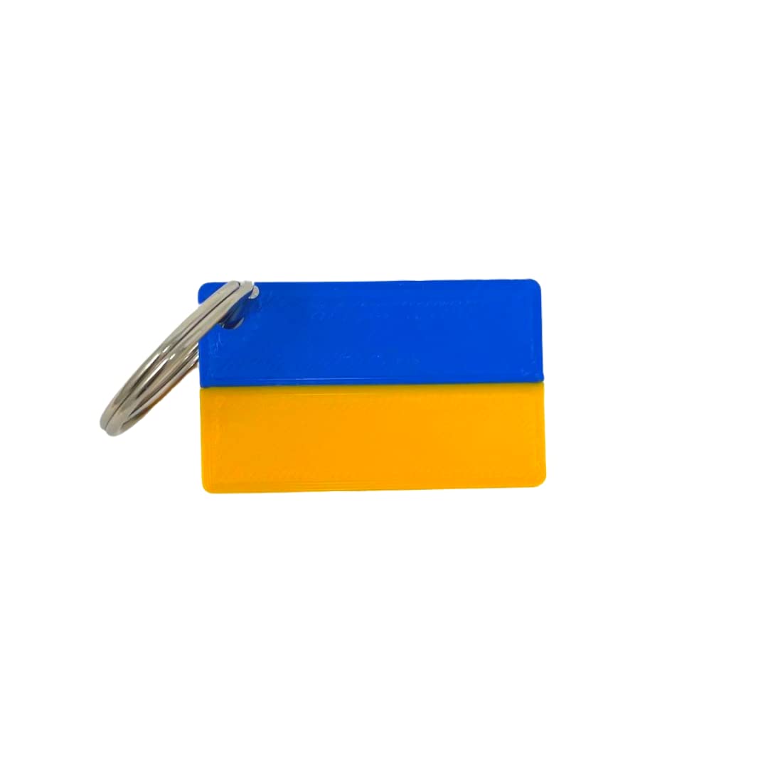 Ukraine Flag Keychain 2-Pack - Show your Support for Ukraine - 1.5" Tall & 2" Wide Hard Plastic Decorative Keychain