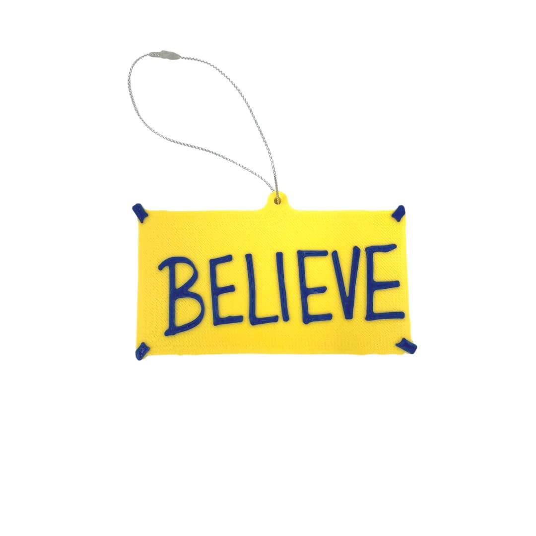 Believe Christmas Ornament - Inspired by Coach Lasso - Believe Poster Replica - TV Merch Christmas Tree Decoration - 4” x 2” - Made in USA