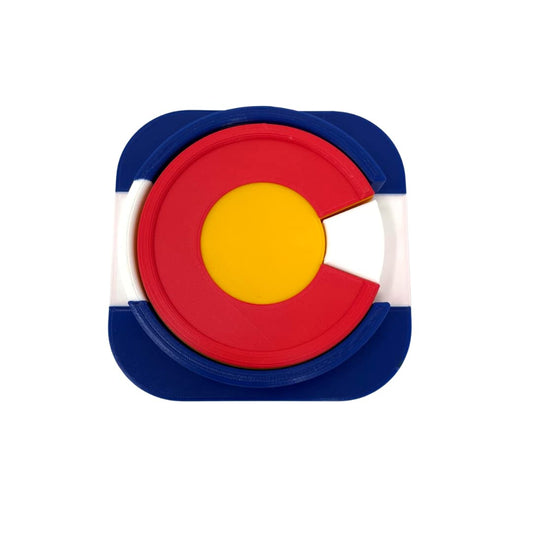 Set of 4 Colorado Flag Drink Coasters - Durable Plastic Design - Colorado Flag Design with 4 Coasters & Coaster Holder
