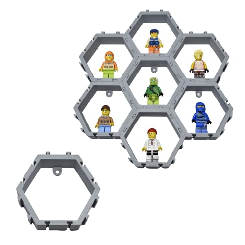 Hexagon Wall Display Compatible with Lego Figures | Customize & Display Figures on Wall | Interlocking Hex Blocks | Made in USA
