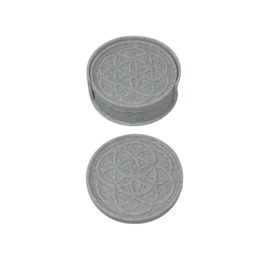 Set of 4 Drink Coasters - Granite Pattern - Durable Plastic Design - Protects All Surfaces from Water Damage - Made in The USA - Pattern