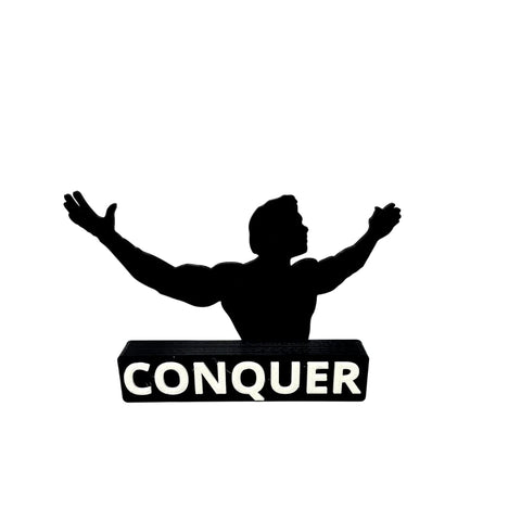 Arnold Schwarzenegger Conquer Motivational Desk Ornament - Get Motivated and Inspired at Work with This Desk Accessory