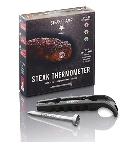 SteakChamp 3c black, The Steak Thermometer, 3-color LED Thermometer - Version 2021