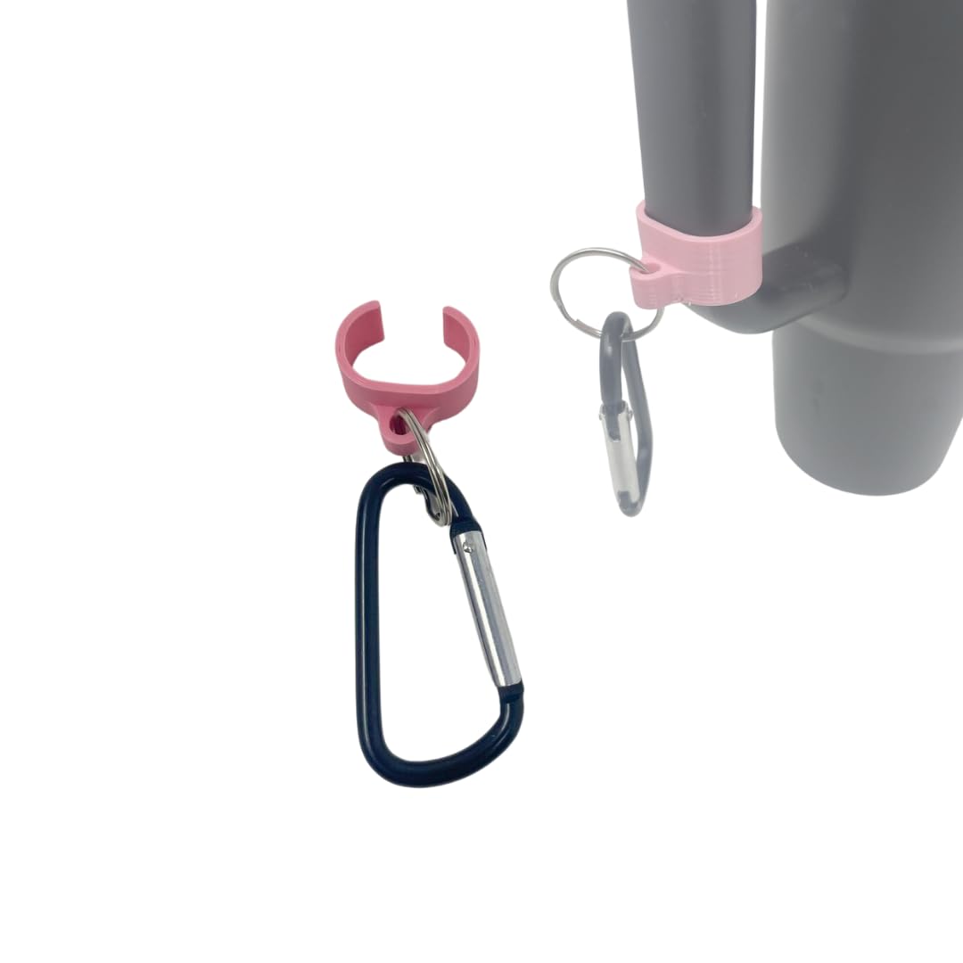 Carabiner Clip Attachment Compatible with Stanley 40 oz Tumblers | Carabiner & Keychain Attachment for Holding Keys, Wallets, or Other Accessories | Made in USA Pink