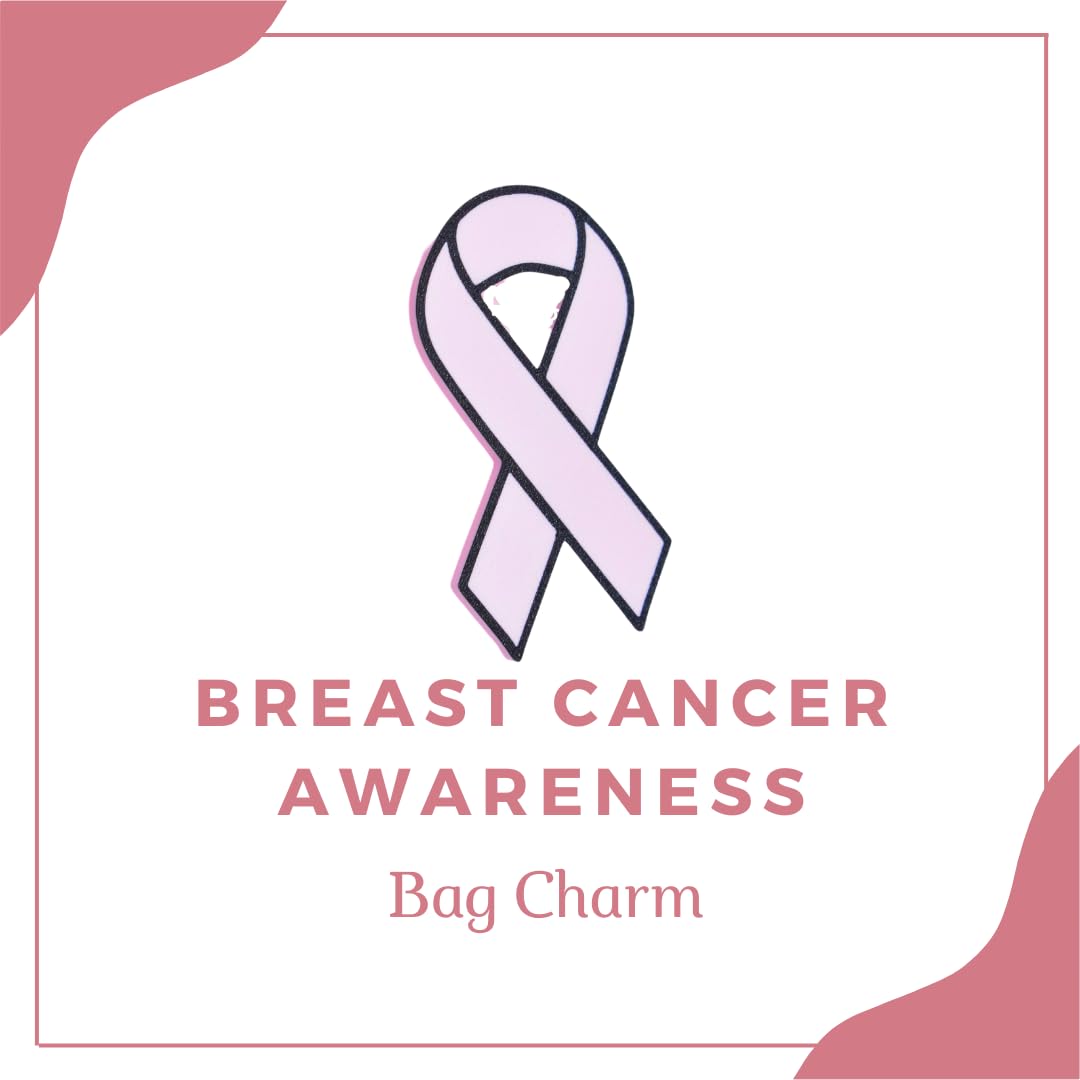 Baglets - Pink Ribbon Charm- Charm to Support Breast Cancer Awareness - Compatible with Bogg Bags, Simply Southern and other Tote Bags