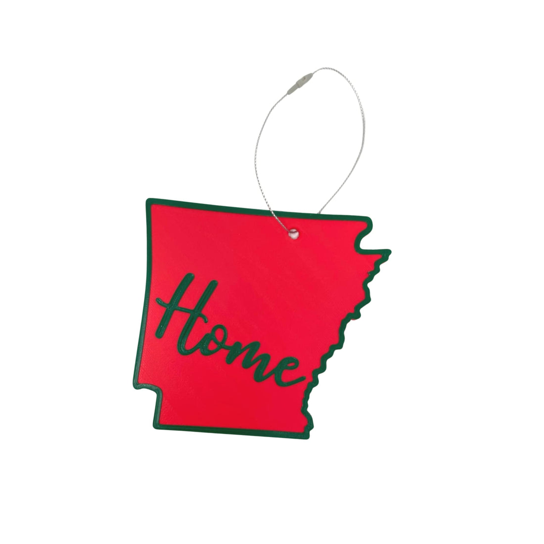 Red and Green State Holiday Ornament - Home Inscription State Christmas Decoration for Showing Your State Pride on Your Tree