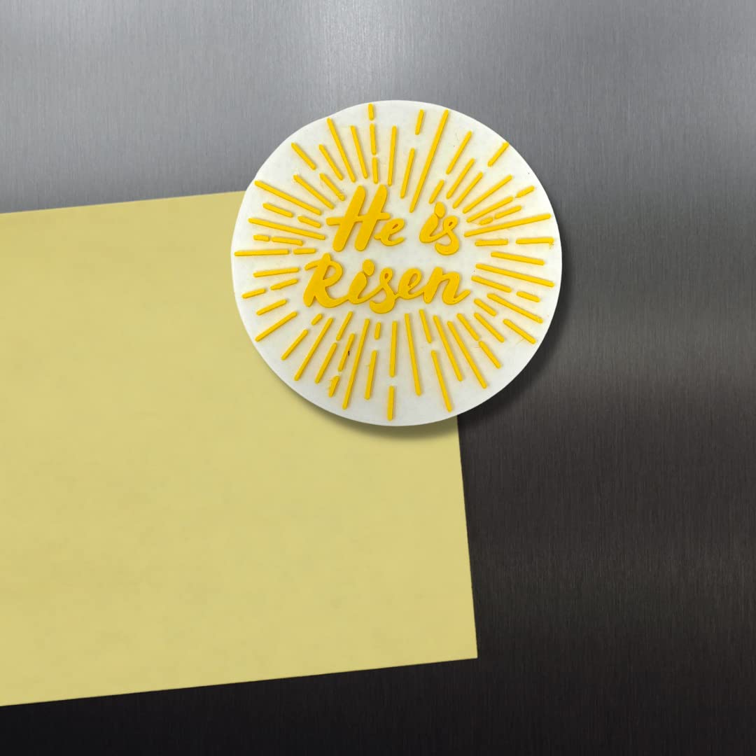 He is Risen Easter Decorative Fridge Magnet - Perfect Reminder of Jesus & His Resurrection on Easter - Easter Decorations for Your Home - Yellow & White - Made in The USA