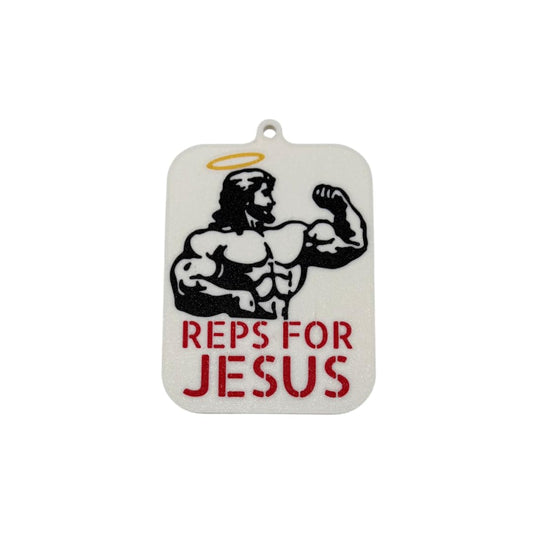 Reps for Jesus Weightlifting Christmas Ornament | Bodybuilding Holiday Ornament | Christian Jesus Weightlifter Ornament | Made in USA