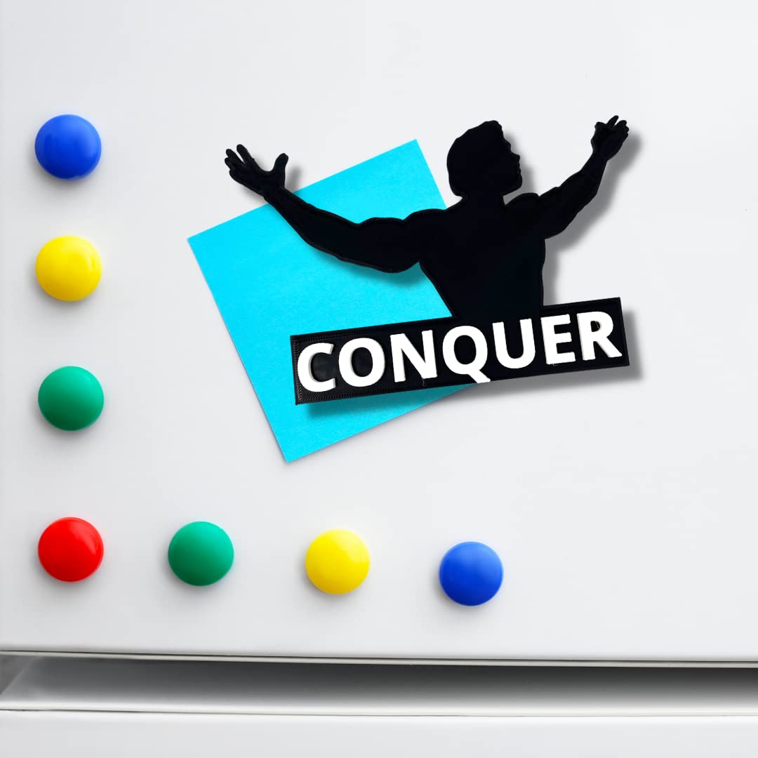 Arnold Schwarzenegger Conquer Motivational Fridge Magnet - Get Motivated and Inspired at Home with This Magnet