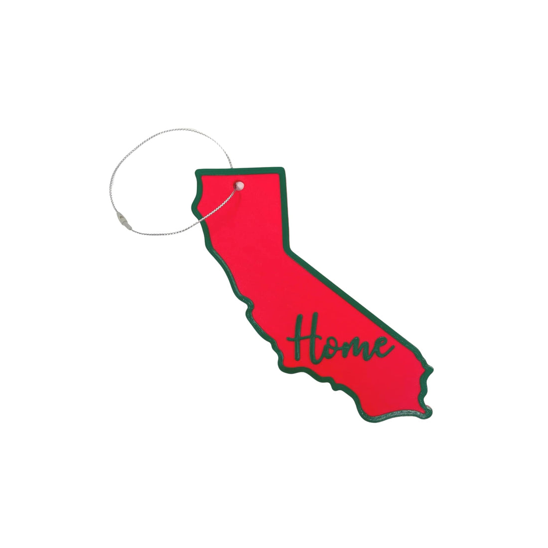 Red and Green State Holiday Ornament - Home Inscription State Christmas Decoration for Showing Your State Pride on Your Tree