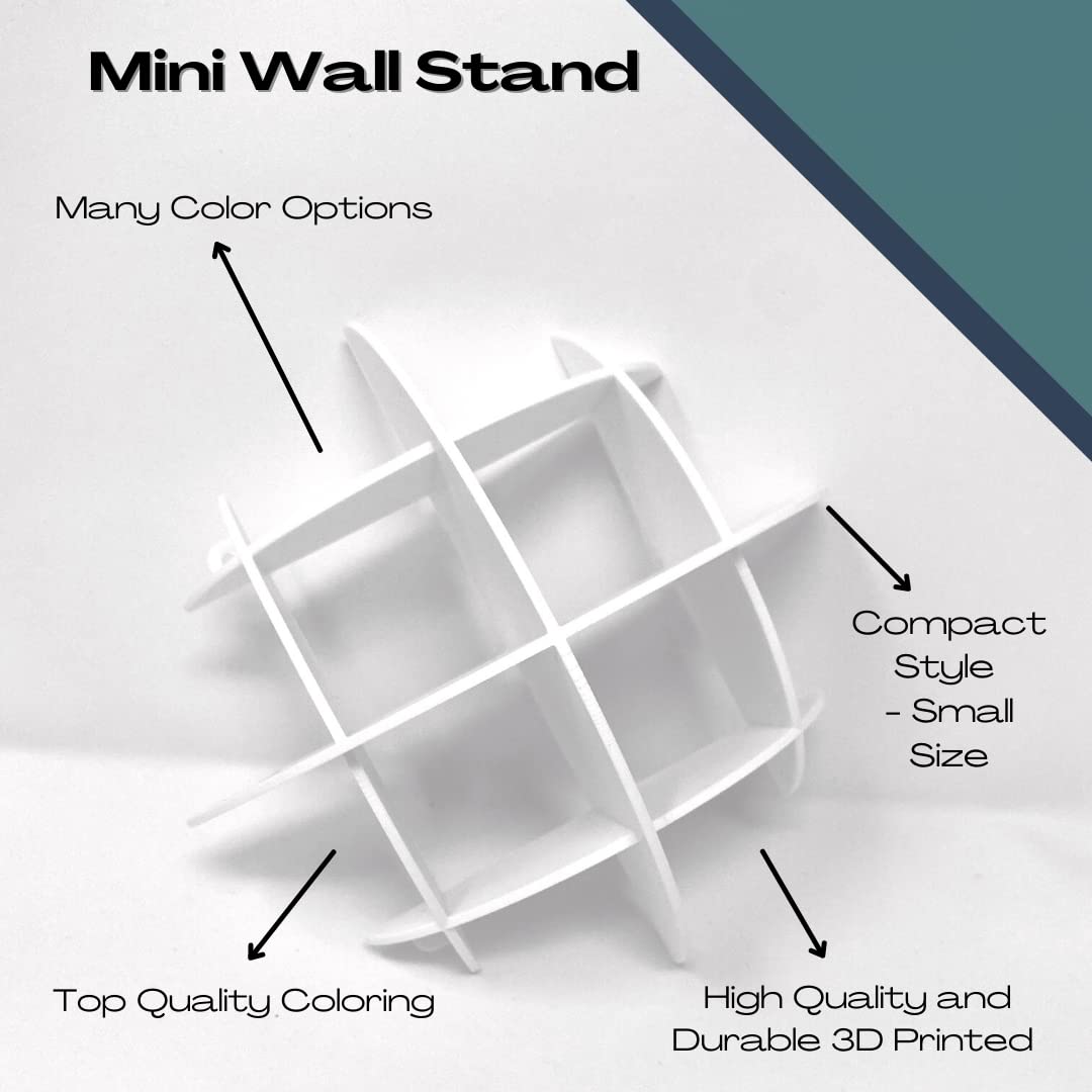 FRESHe Mini Wall Stand Display & Organizer - Display Small Collectible Items in Your Home or Office - White