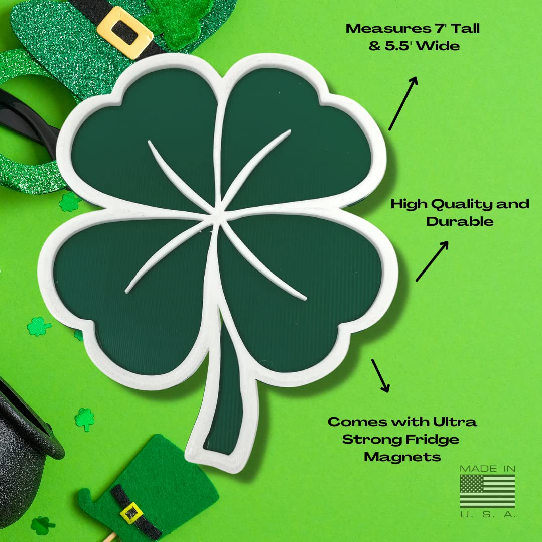 Saint Patricks Day Lucky Shamrock Fridge Magnet - Perfect for Saint Patty's Day Celebrations - Decorative Shamrock Four Leaf Clover Magnet - Made in The USA