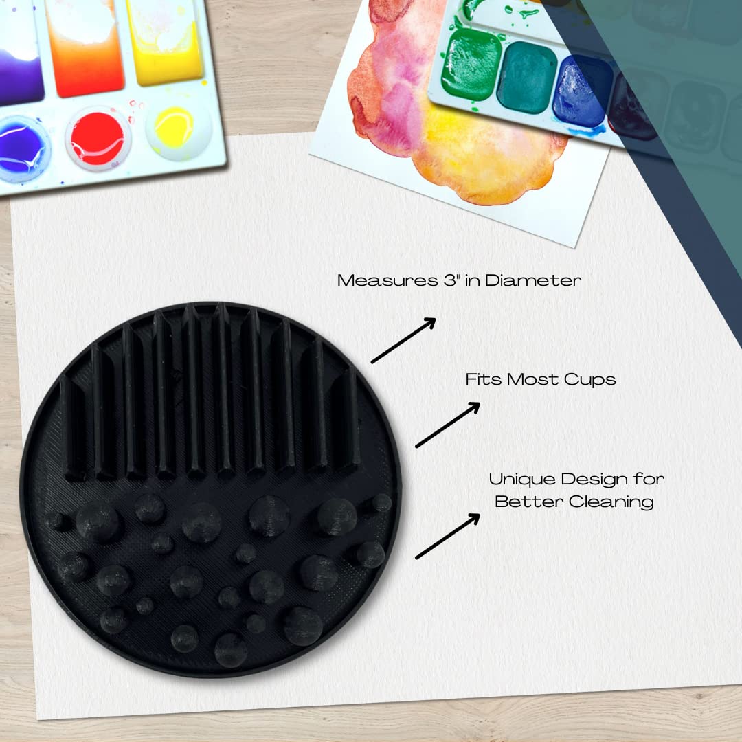 FRESHe Paint Plate Paintbrush Cleaner Disc - Drop in a Cup of Water & Keep Paint Brushes Clean - For Water-Based Mediums, Acrylic, and Watercolor