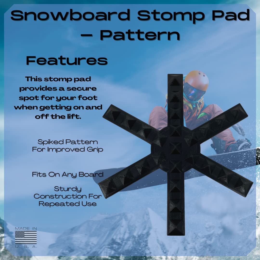 Snowboard Stomp Pad - Snowflake Spike Pattern - Specialized Stomp Pad Designed for Better Grip & Adhesion to Snowboards