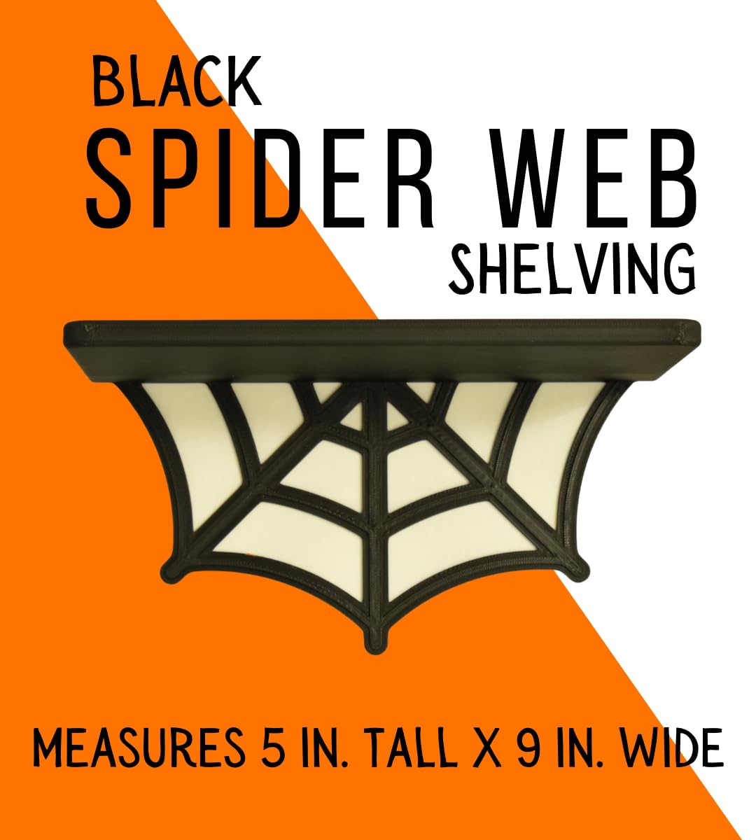 Spider Web Floating Shelf | Spooky Halloween Decor Shelf | 9" Wide x 5" Deep | Made in USA