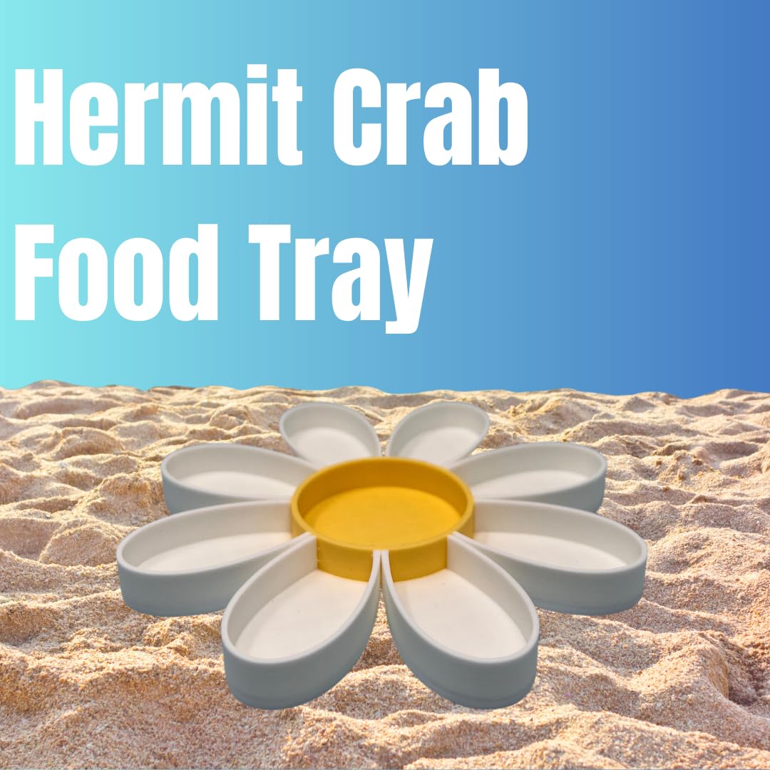 Hermit Crab Daisy Food Tray | 9 Dividers Daisy Design | Great Feeder Dish for Crab, Lizard or Frog Terrariums | Made in USA
