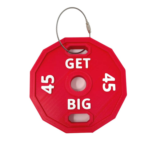 Get Big Bodybuilding Red Gym Bag or Backpack Charm - Perfect for Weightlifters - Made in The USA! Red