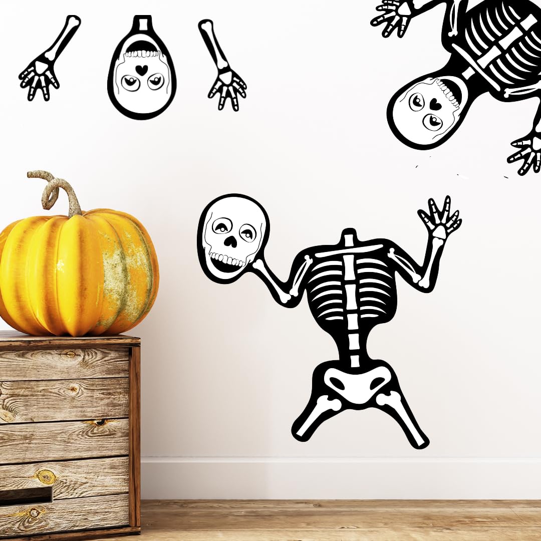 Halloween Wall or Door Decal - "Skeletons" | Made in USA |Peel and Stick Removable Vinyl Skeletons, Small