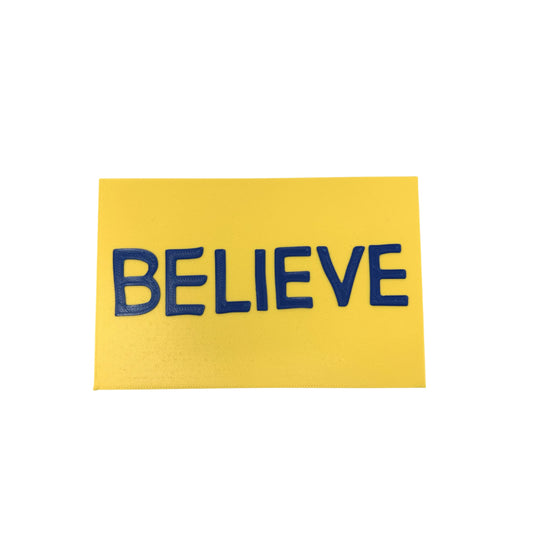 Believe Block Letter Fridge Magnet for Sports Fans | 4" W X 3" Tall | New 2023 Block Letter Edition