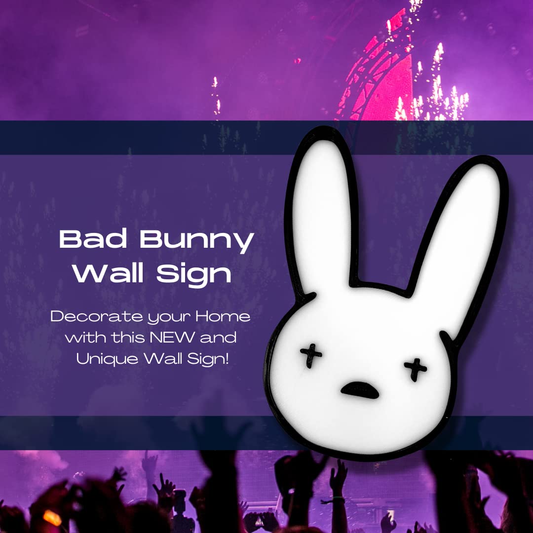 Bad Bunny Wall Sign - Black & White