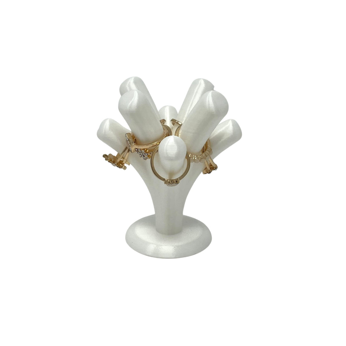 Jewelry Ring Display - 3.5 Inches Tall - White Tree 8 Ring Display Organizer for Women White