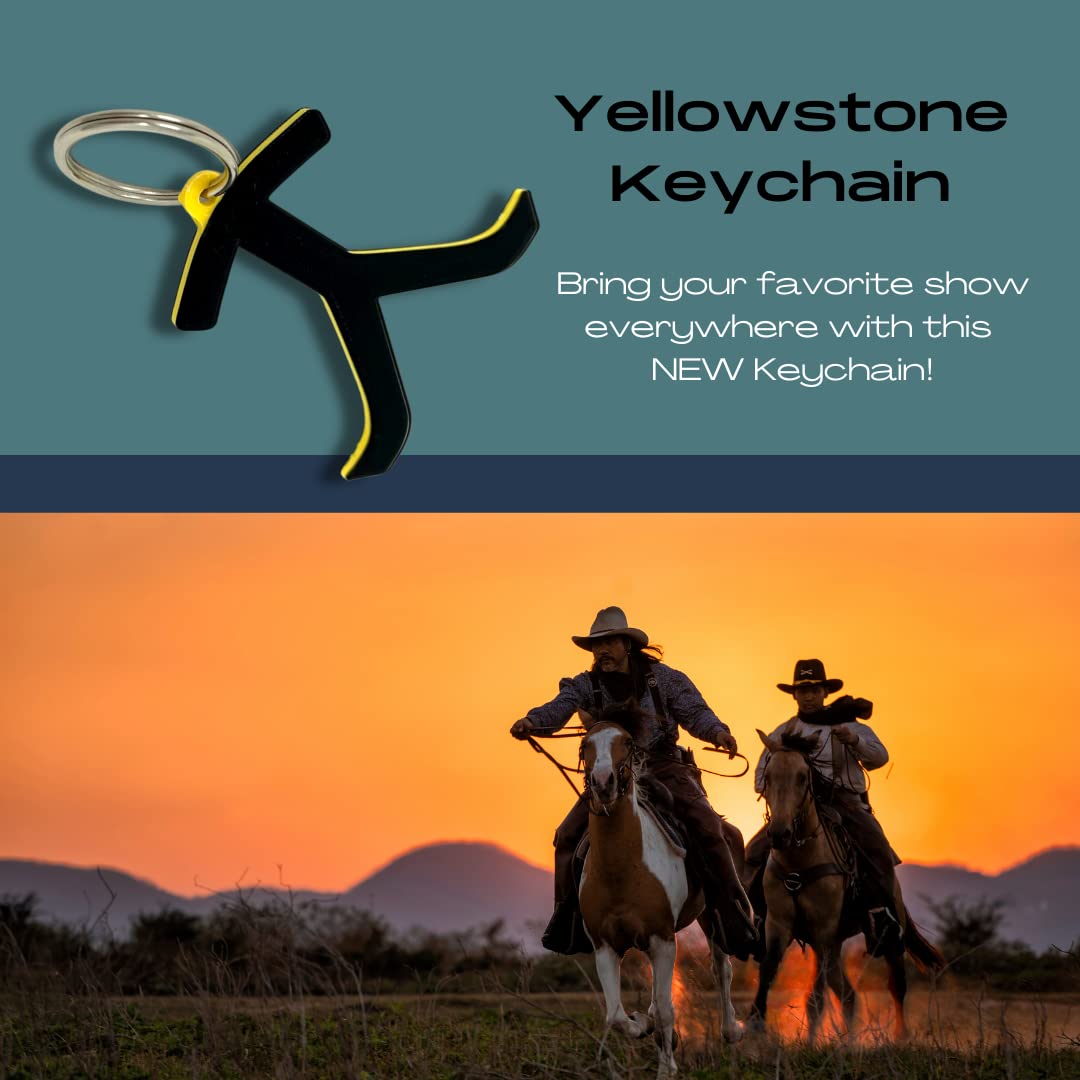 Yellowstone Keychain - Perfect for Fans of The TV Show Yellowstone - Decorative Black 'Y' Brand Keychain with Yellow Accents - Made in The USA