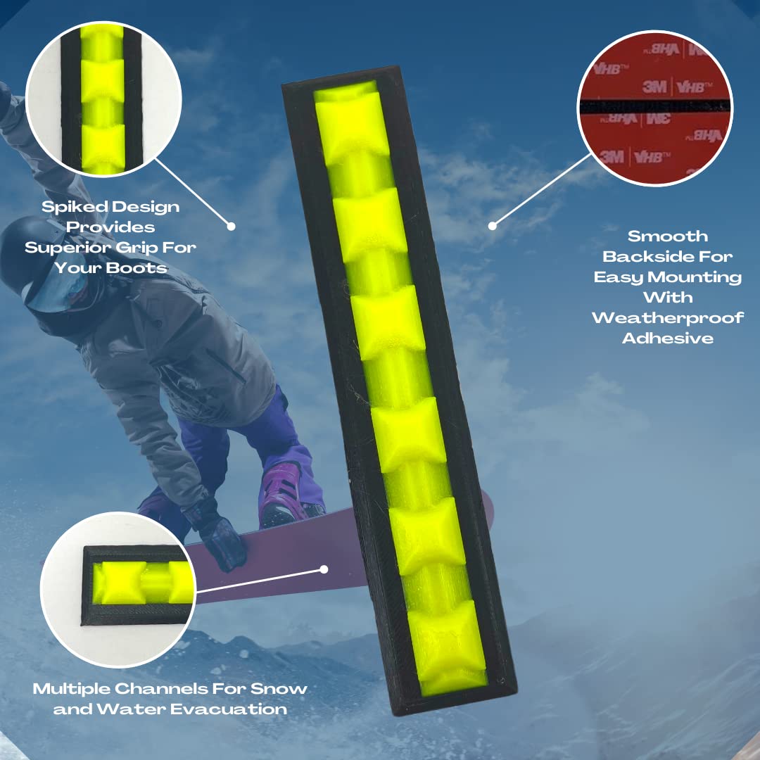 FRESHe Snowboard Stomp Pad - Low Profile Spike Pattern - Specialized Stomp Pad Designed for Better Grip & Adhesion to Snowboards - Black