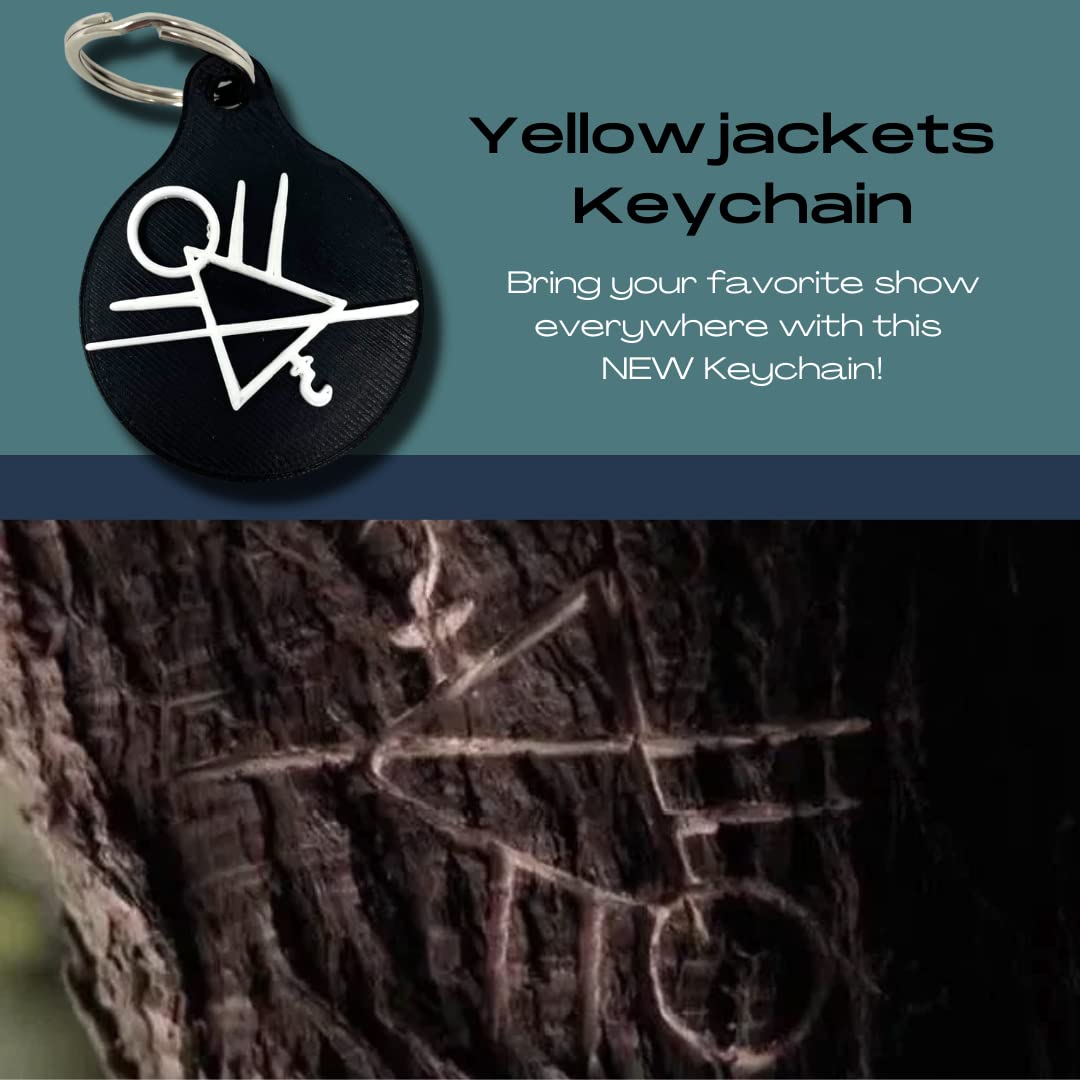 Yellowjackets Symbol Keychain - Perfect for Fans of The TV Show Yellowjackets - Decorative Yellowjackets Symbol Keytag for Easy Transport - Black & White