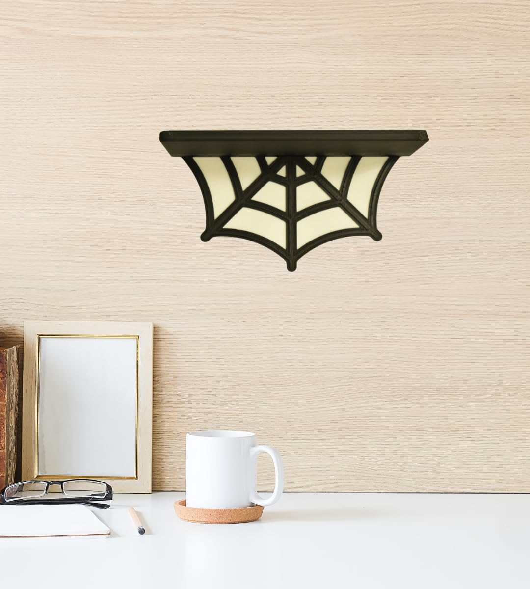 Spider Web Floating Shelf | Spooky Halloween Decor Shelf | 9" Wide x 5" Deep | Made in USA