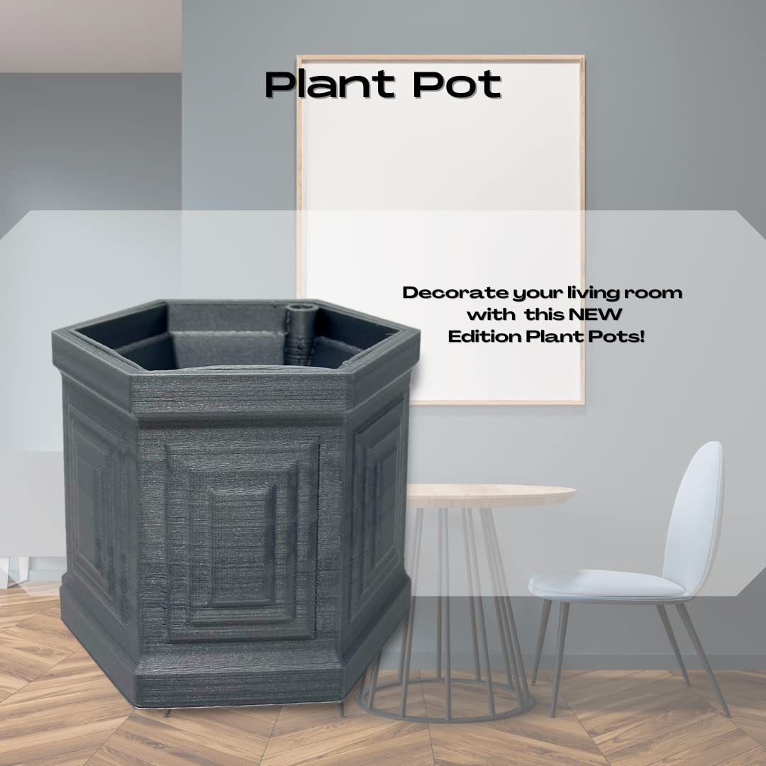 Geometrical Self-Watering Planter - Grey - Indoor/Outdoor Planter Pot - Decorate Home, Patio or Office - Made in USA - Grey