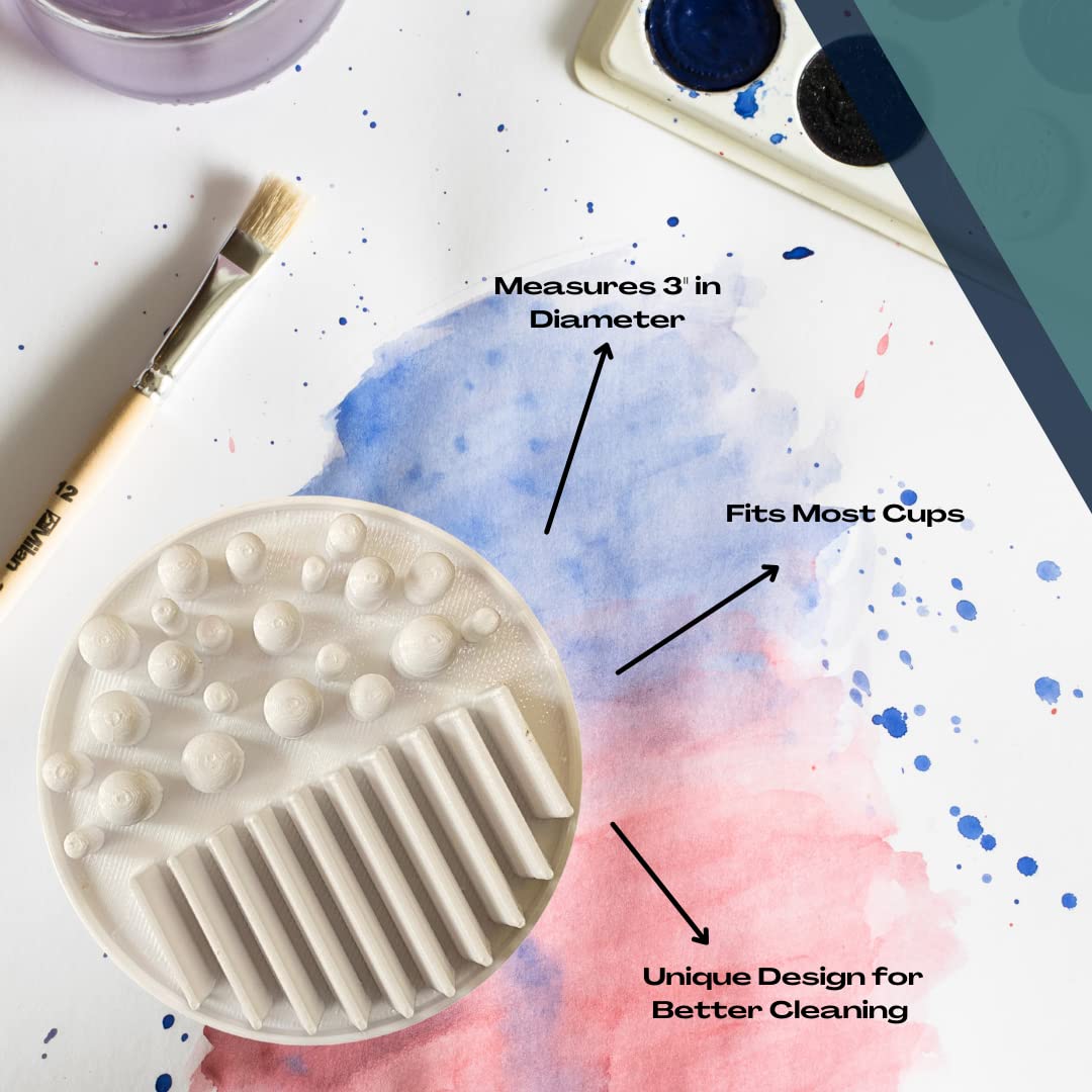 FRESHe Paint Plate Paintbrush Cleaner Disc - Drop in a Cup of Water & Keep Paint Brushes Clean - For Water-Based Mediums, Acrylic, and Watercolor - White
