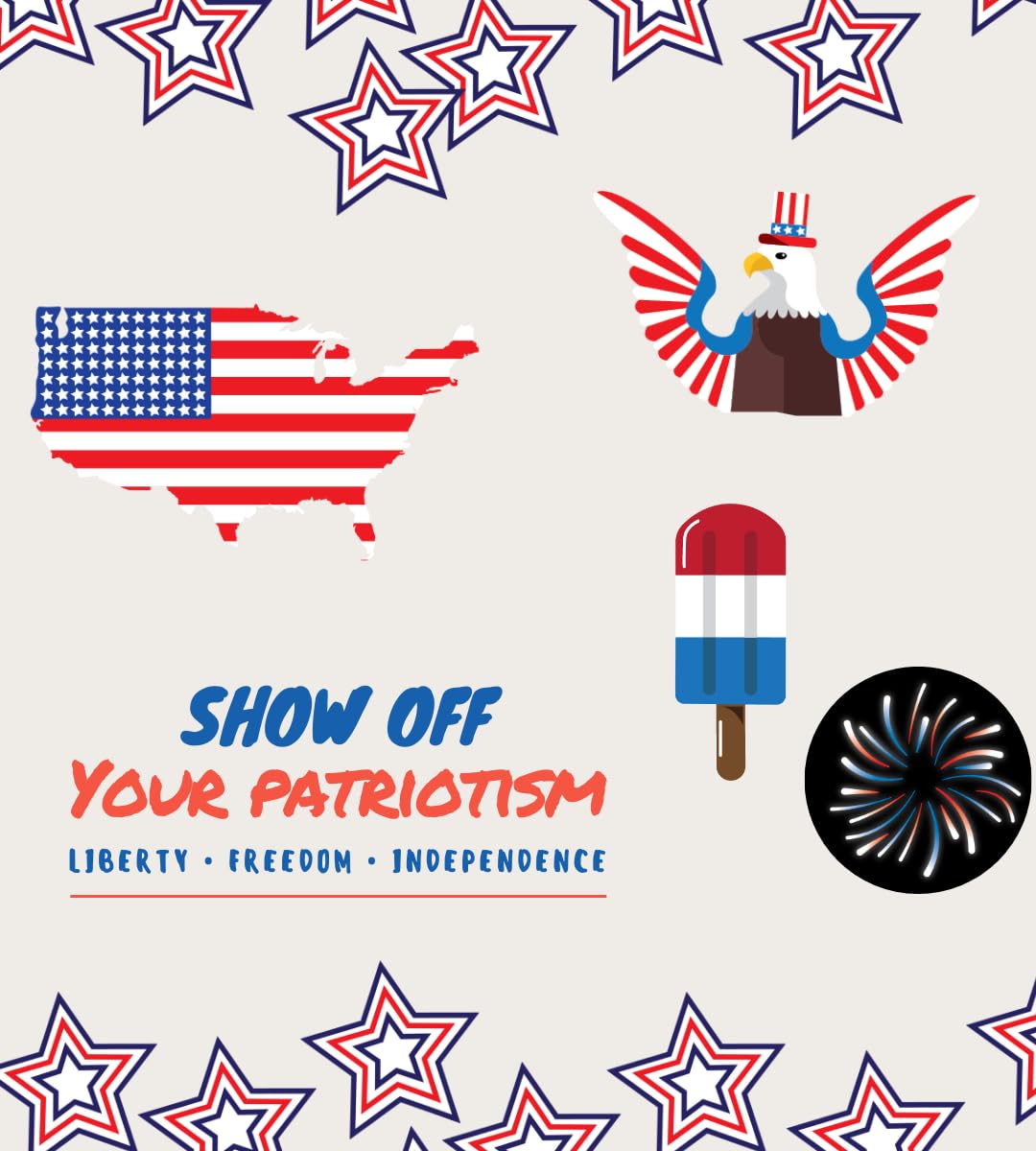 Patriotic Sticker Pack | Festive American Stickers for Patriotism | Perfect for Laptops, Water Bottles, Kids Decor | 4th of July Decorations | Made in USA