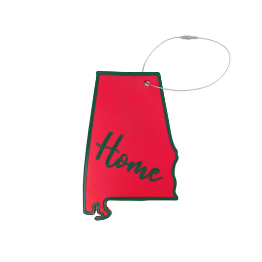 Red and Green State Holiday Ornament - Home Inscription State Christmas Decoration for Showing Your State Pride on Your Tree
