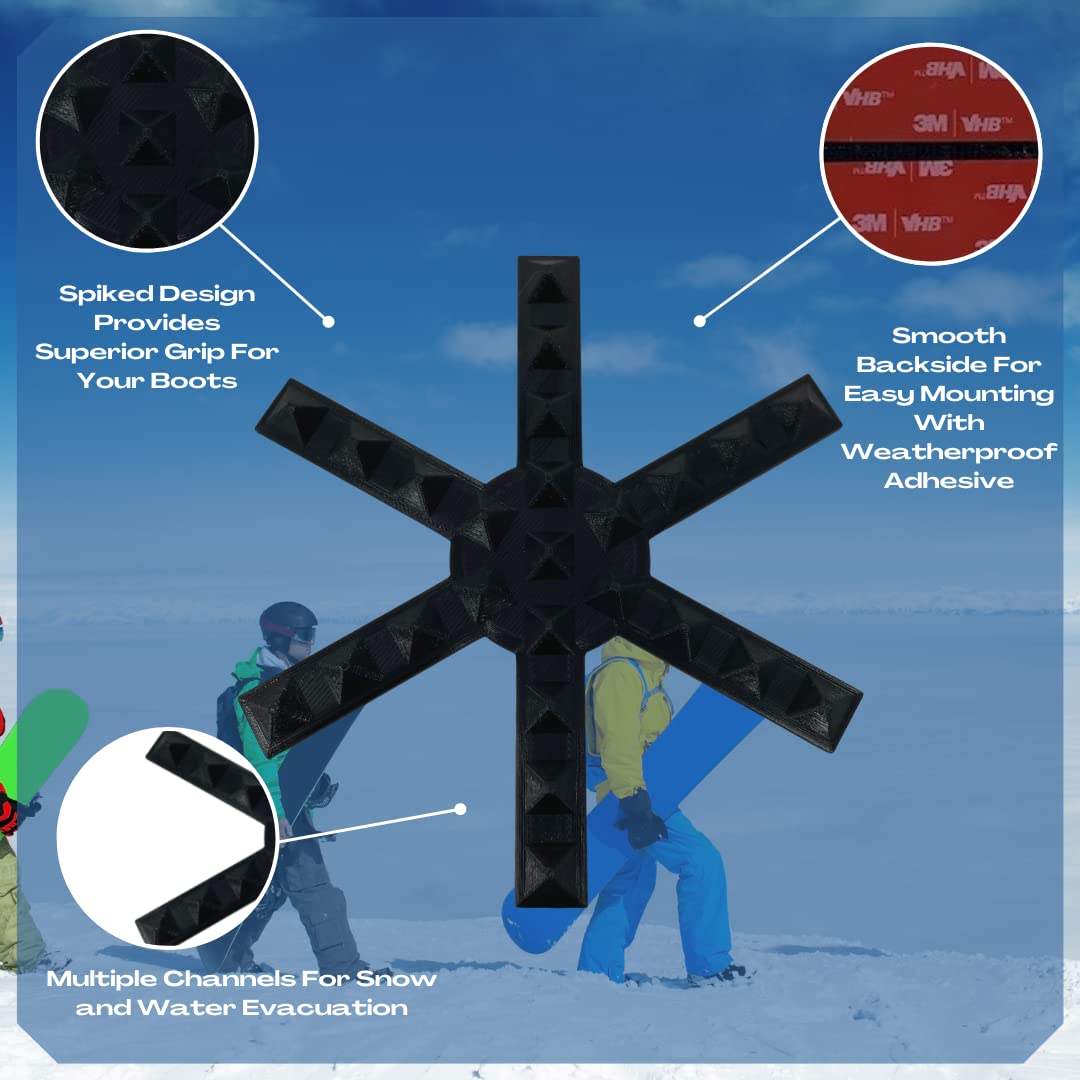 Snowboard Stomp Pad - Snowflake Spike Pattern - Specialized Stomp Pad Designed for Better Grip & Adhesion to Snowboards