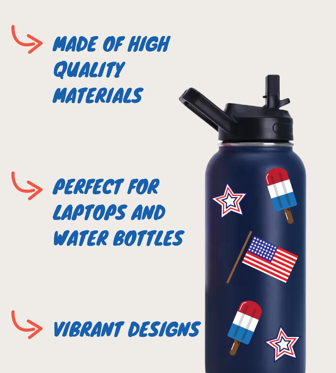 Patriotic Sticker Pack | Festive American Stickers for Patriotism | Perfect for Laptops, Water Bottles, Kids Decor | 4th of July Decorations | Made in USA