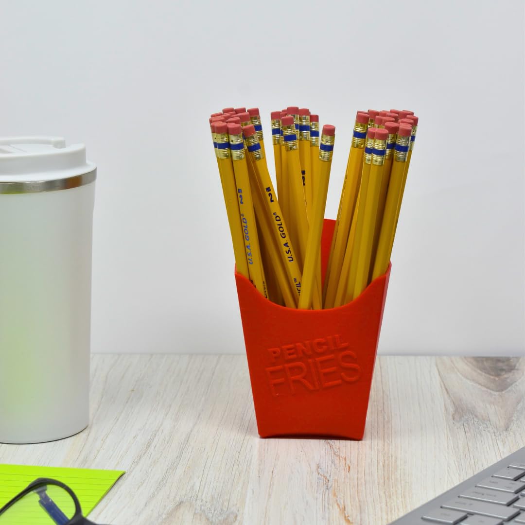 French Fry Pencil Holder | Fun Back to School Pencil Case | Desk Accessories for Teachers or Students | Made in USA