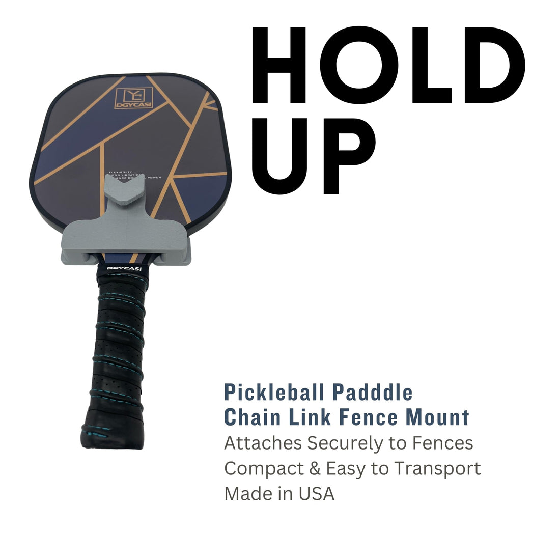 Pickleball Paddle Chain Link Fence Holder | Securely Mount Paddle On The Court | Compact for Easy Transport | Made in USA