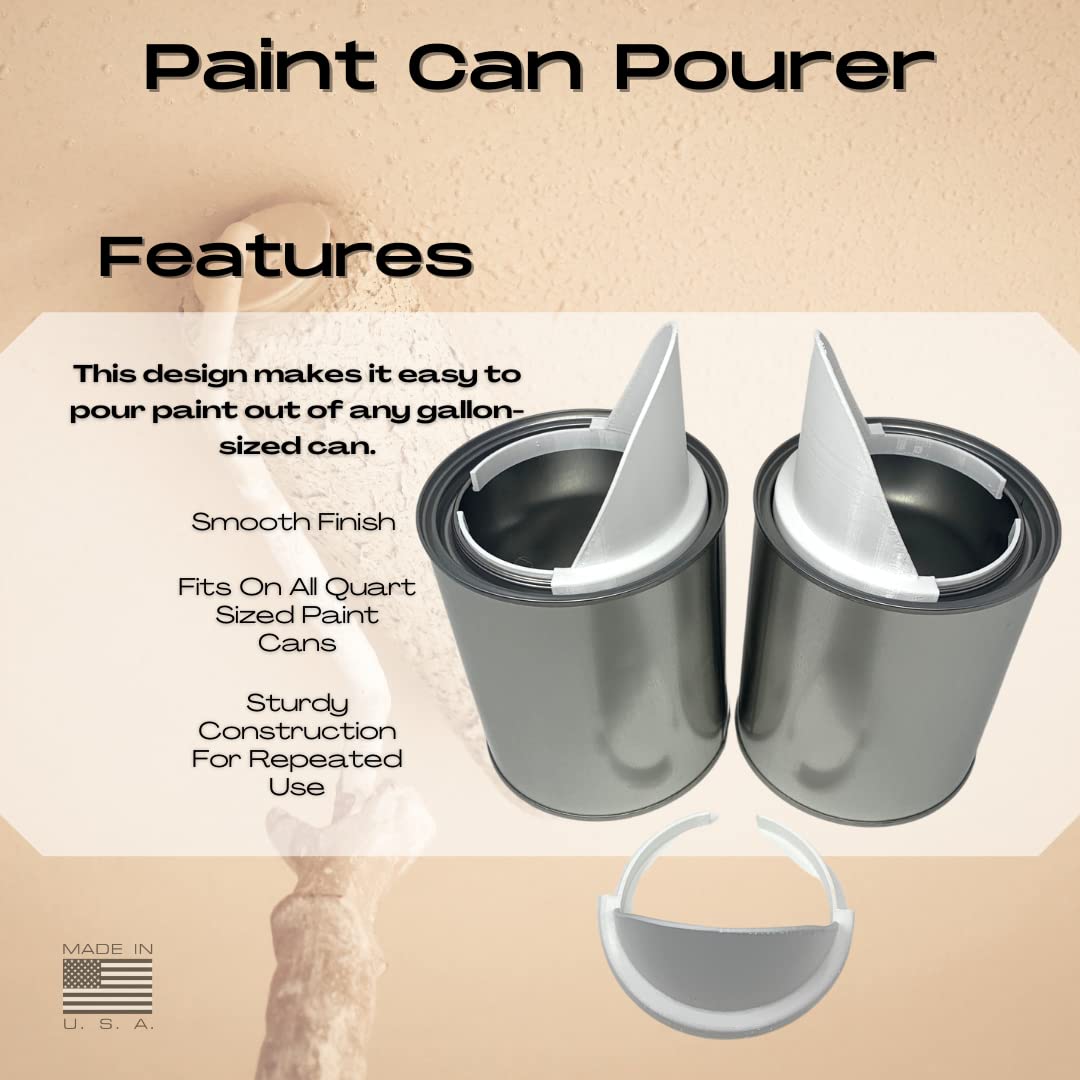 3 Pack Quart Paint Can Pourer - Fits Quart-Sized Paint Cans - White