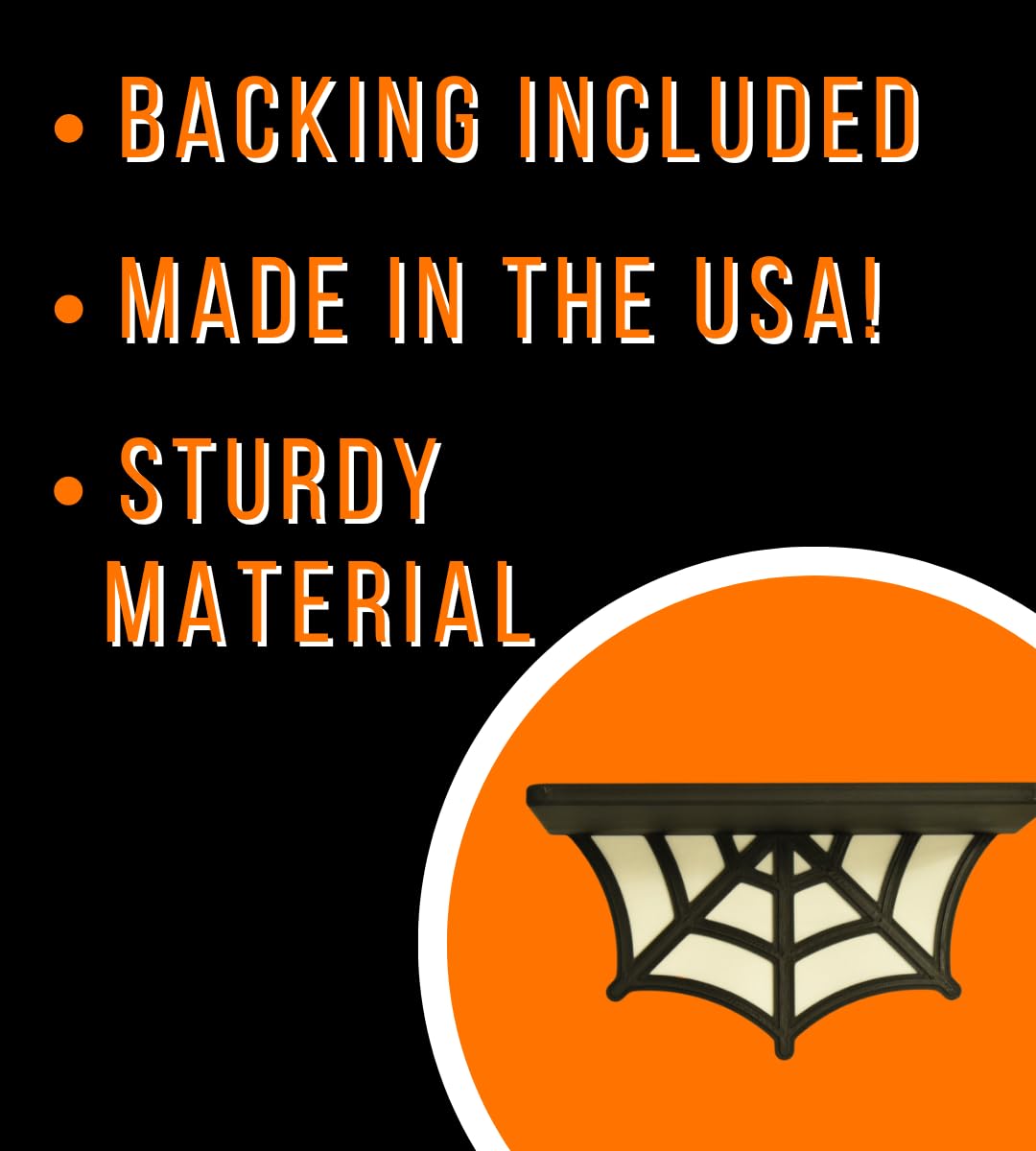 Spider Web Floating Shelf | Spooky Halloween Decor Shelf | 9" Wide x 5" Deep | Made in USA