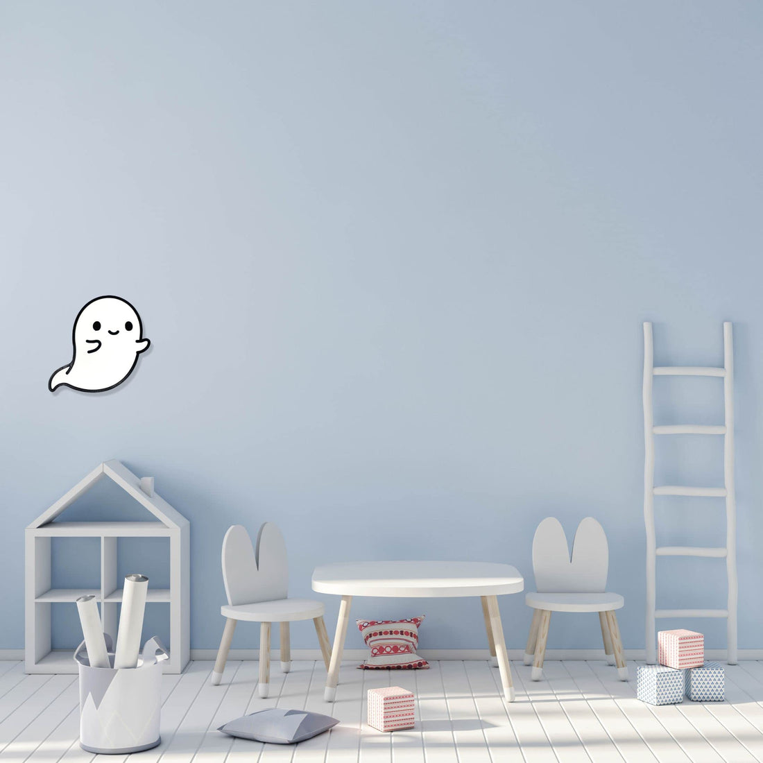 Cute Kawaii Ghost Wall Sign - Decorate your Home Walls - Perfect for the Game Room Walls & Kids Room. Ghost