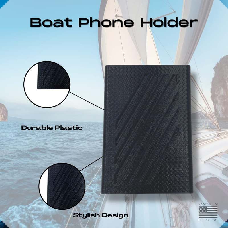 FRESHe Boat Phone Holder - Keep Your Phone Dry and Safe on The Water - Easily Mounts to Any Boat and Holds Any Phone - Black