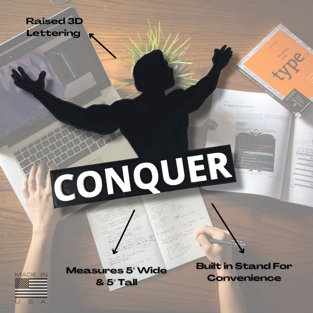 Arnold Schwarzenegger Conquer Motivational Desk Ornament - Get Motivated and Inspired at Work with This Desk Accessory