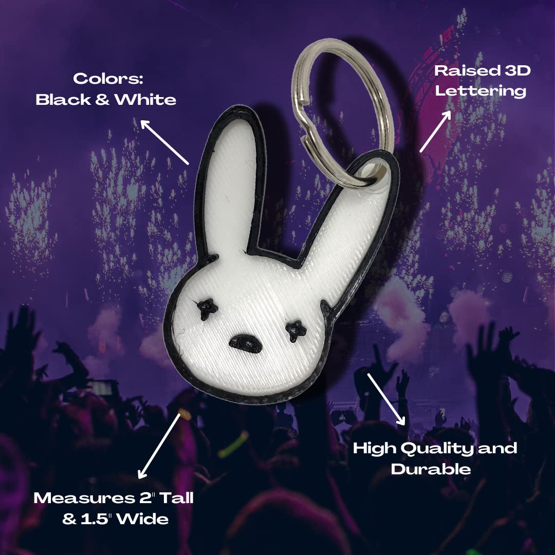 Bad Bunny Keychain - Black / White