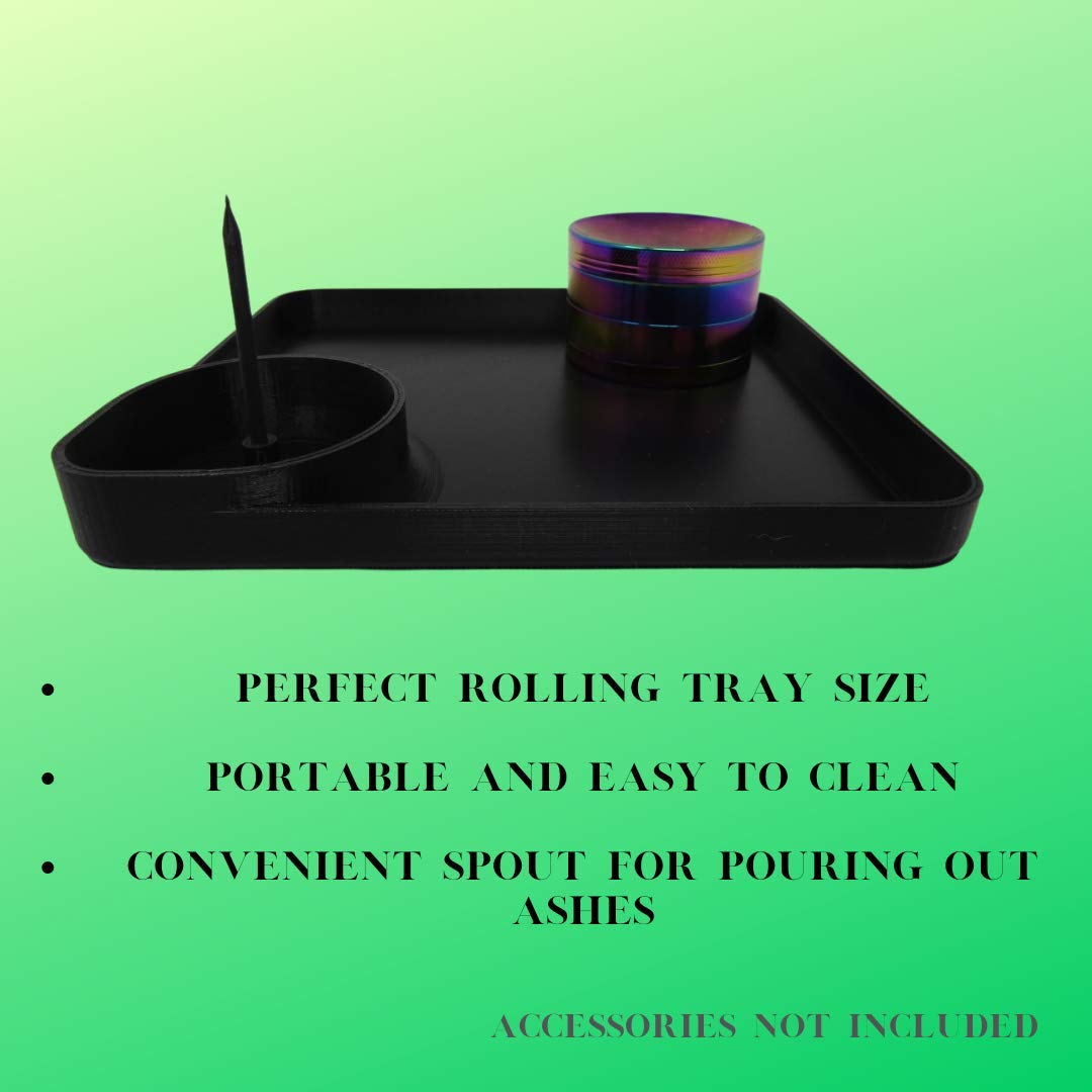 Ashtray and Rolling Tray Combo - Perfect Sized Ashtray and Rolling Tray with Replaceable & Detachable Cleaner Heads for Easy Storage & Travel