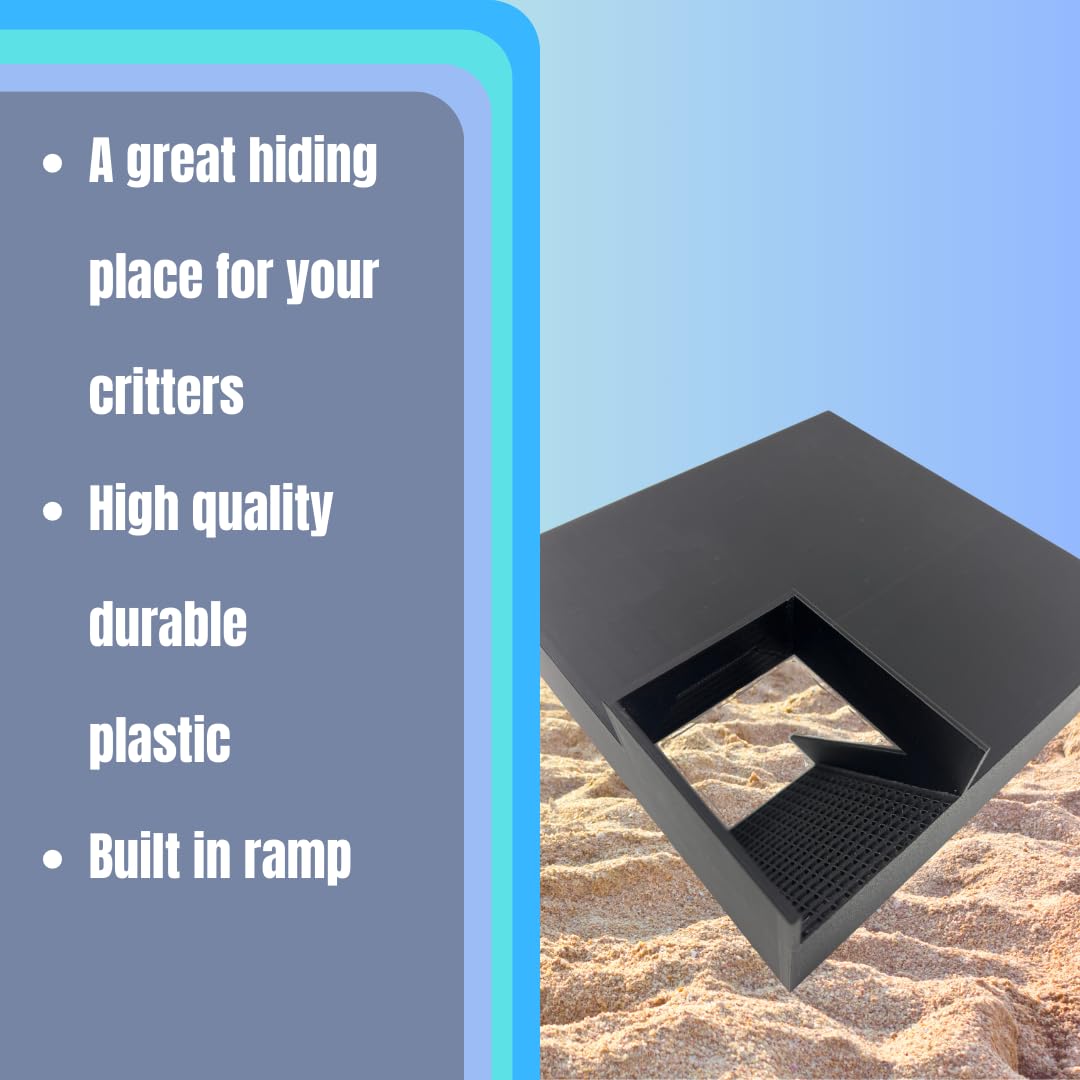 Hermit Crab Tunnel Shelter Decor | Crab Hideaway Corner Tunnel with Easy Access Ramp & Viewing Area | Made in USA