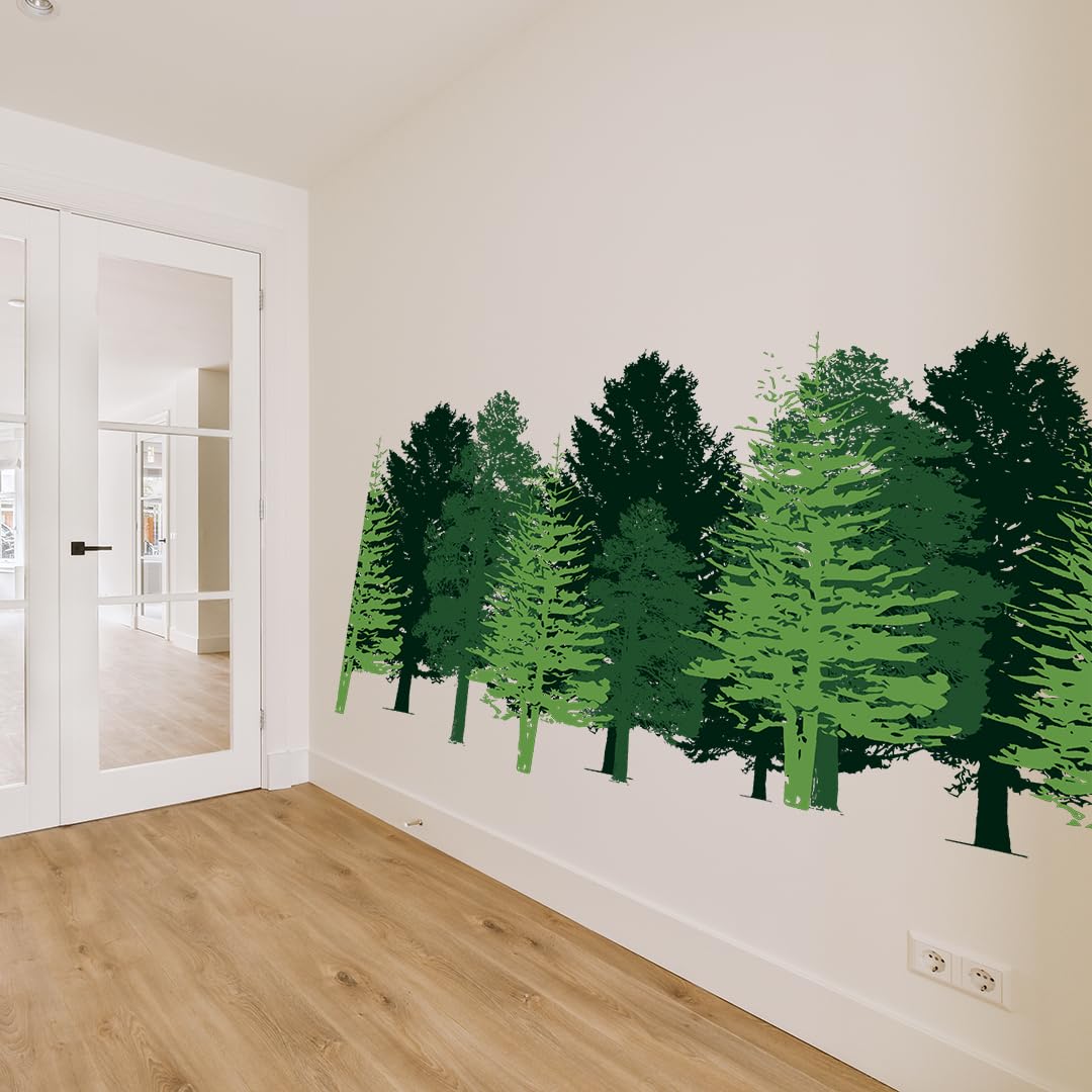 Wall Decals for Kids Rooms – Green Forest Trees – Made in USA - Green Forest Trees, Large